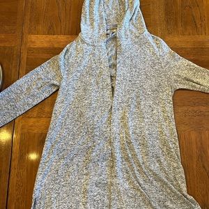 Athlete Harmony Wrap Open Front Hooded Draped Cardigan